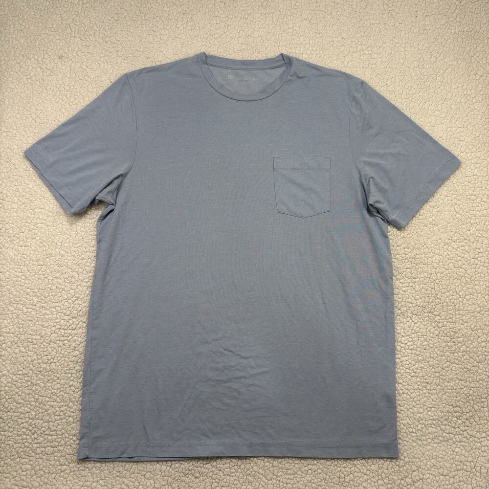 Travis Mathew Men's XL Crewneck Pocket T-Shirt Blue‎ Short Sleeve Tee Golf Solid